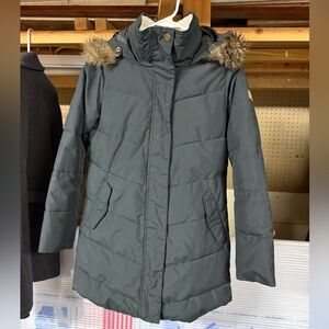 Roxy Dark Gray Ski Jacket with Faux Fur Hood